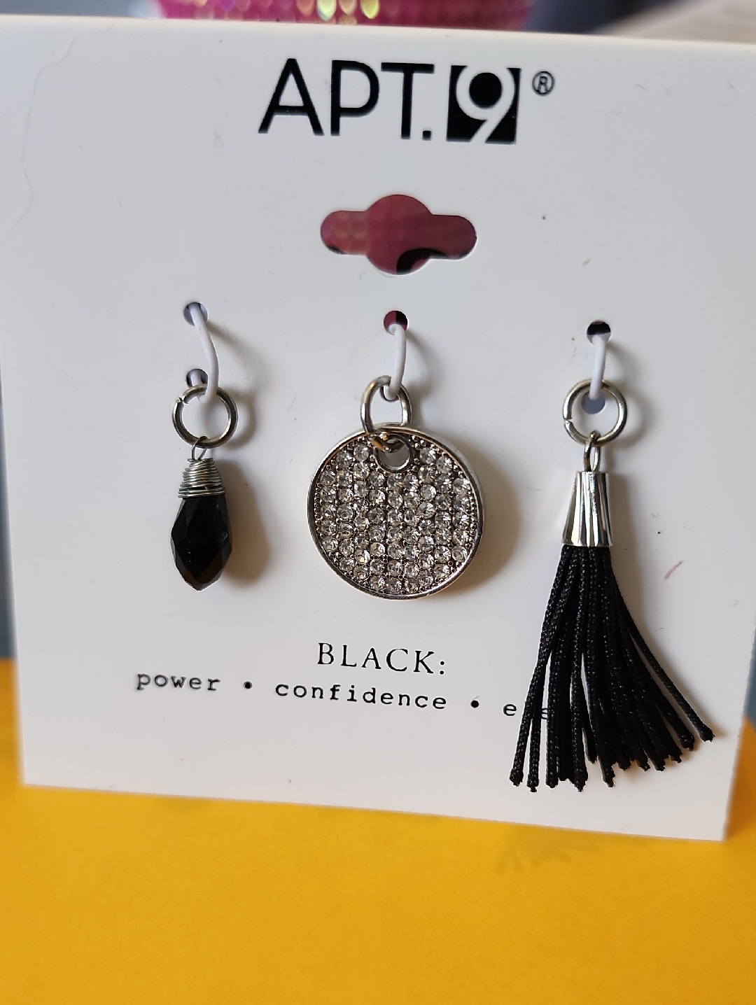 Apt 9 Black Charm Rhinestone Disc Earring Trio 10$